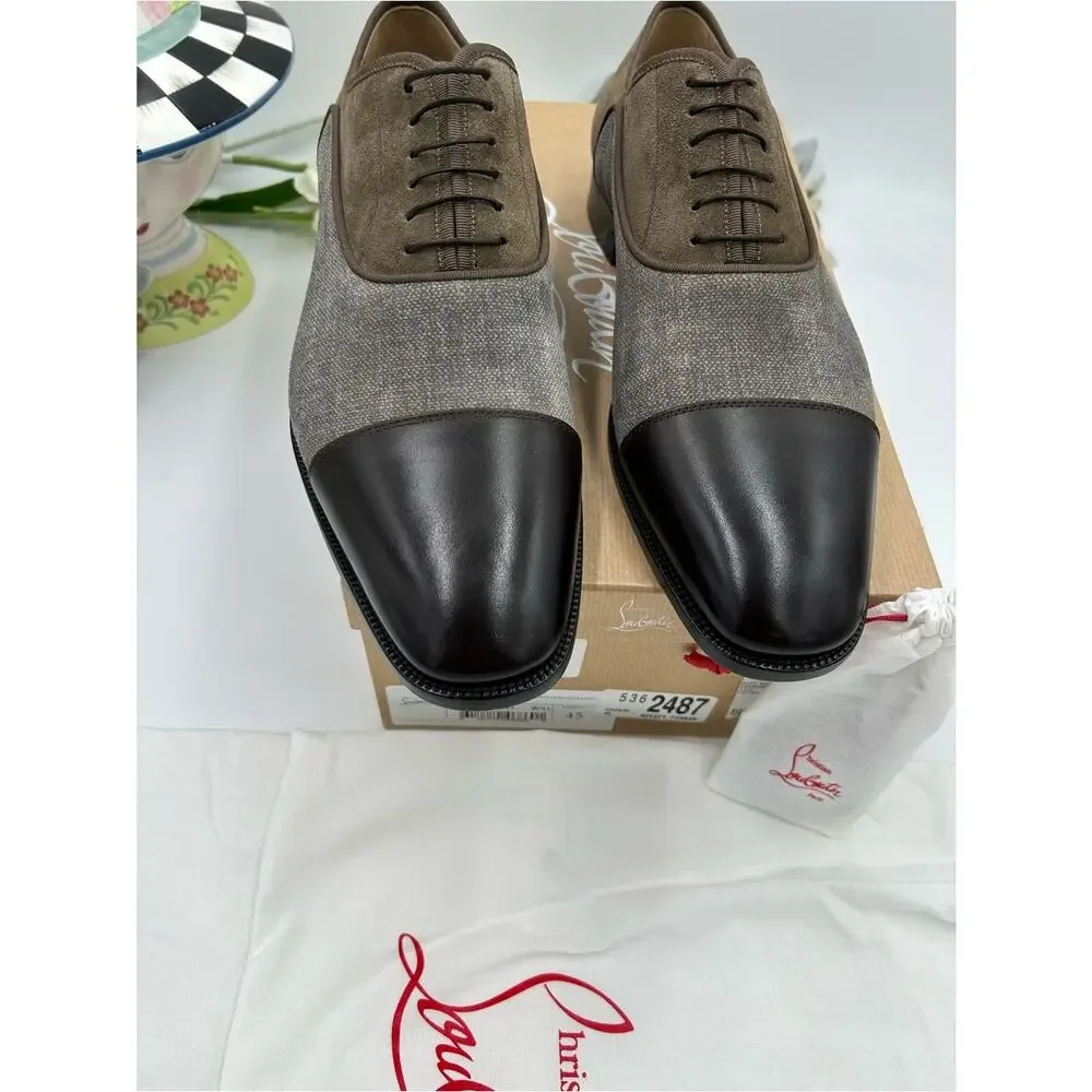Men's Christian Louboutin,Greggo leather and fabric Oxford size 45 made in Italy